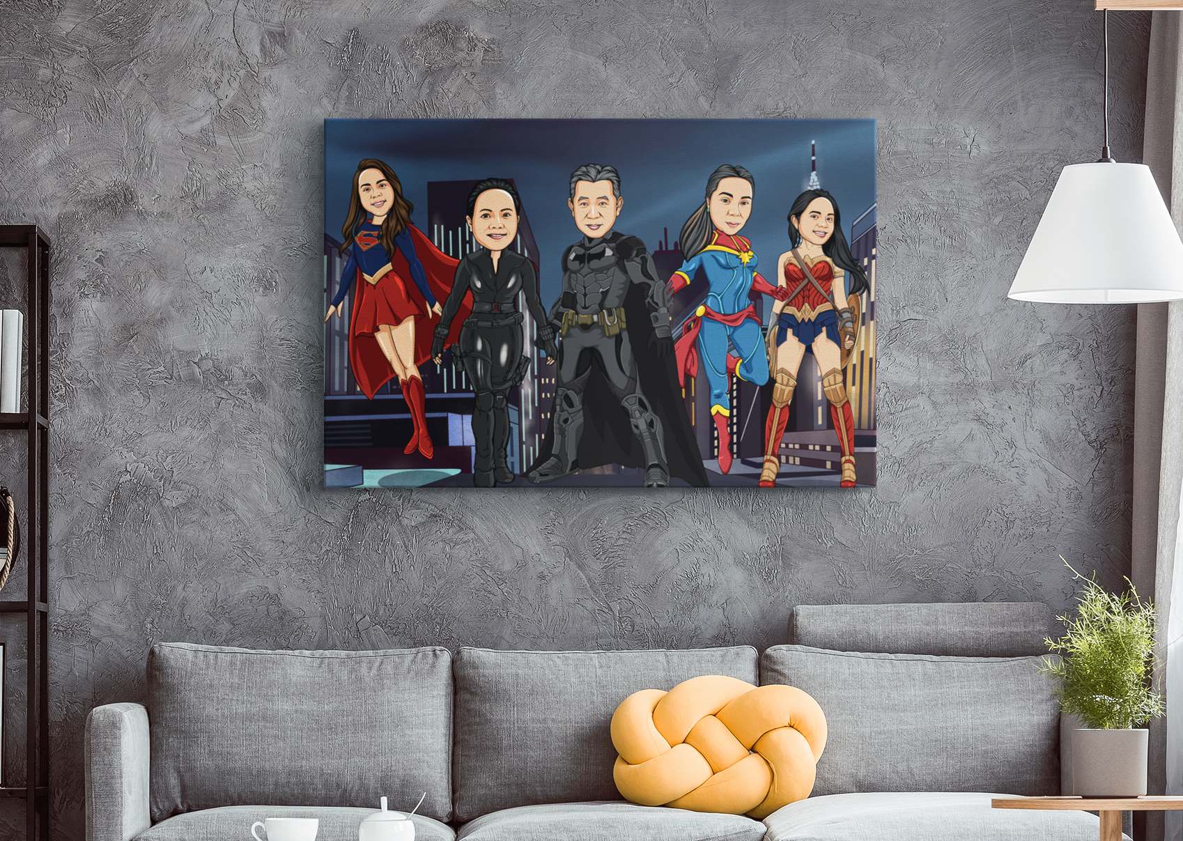 super hero family, womder woman, batman and super woman