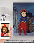 girl cartoon superhero theme in super girl costume