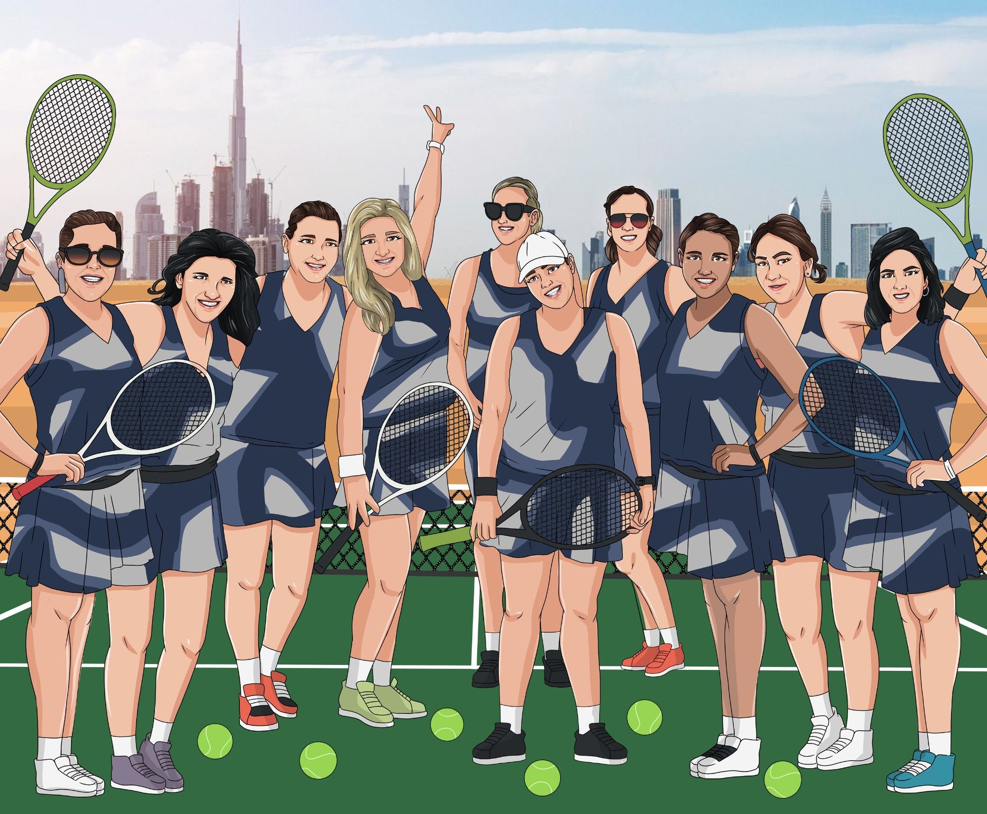 tennis club girls on court in dubai