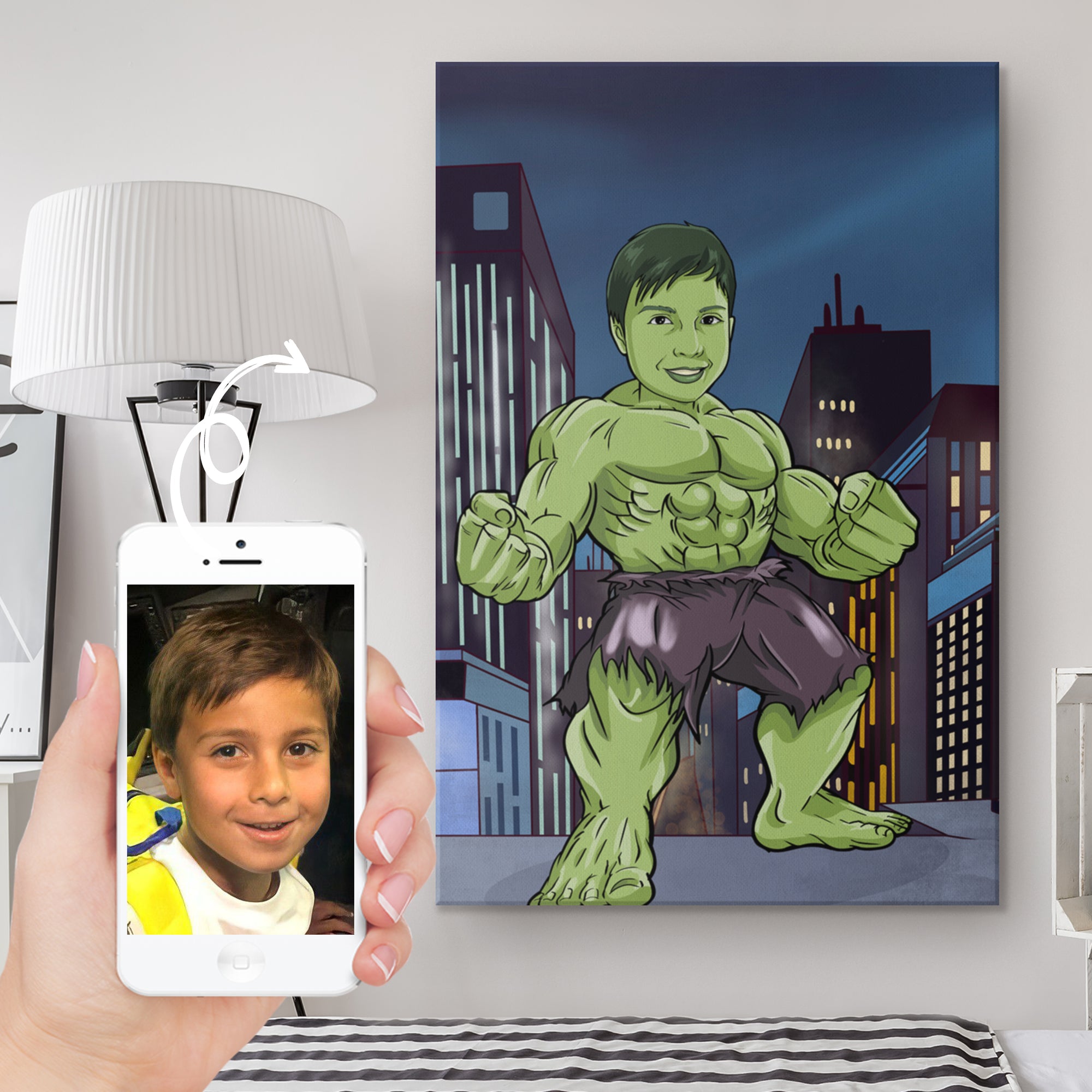 photo comparison from photo to hulk in super hero range