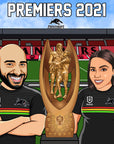 Couple with premiership NRL trophy